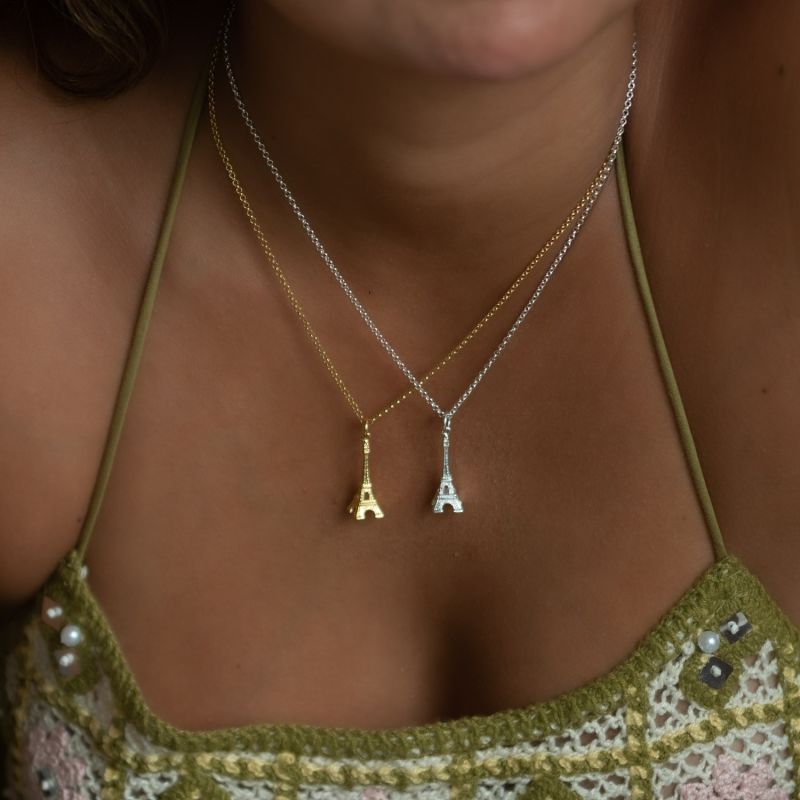 Gold Plated Eiffel Tower Necklace Lily Charmed Wolf Badger