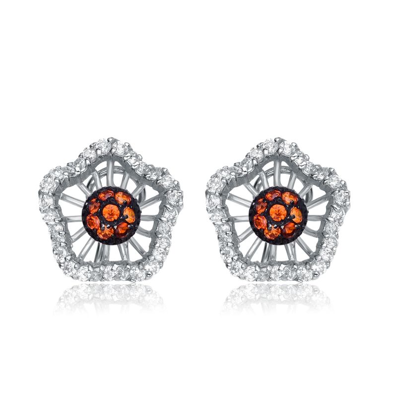 Sterling Silver Molten Cubic Zirconia Accented Earrings image