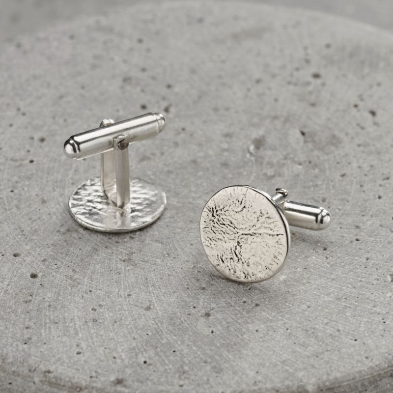 Sterling Silver Molten Disc Cufflinks image