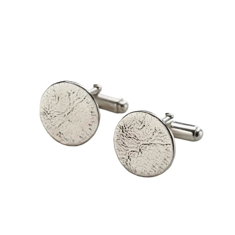 Sterling Silver Molten Disc Cufflinks image