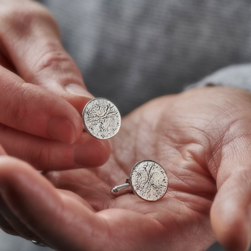 Sterling Silver Molten Disc Cufflinks image