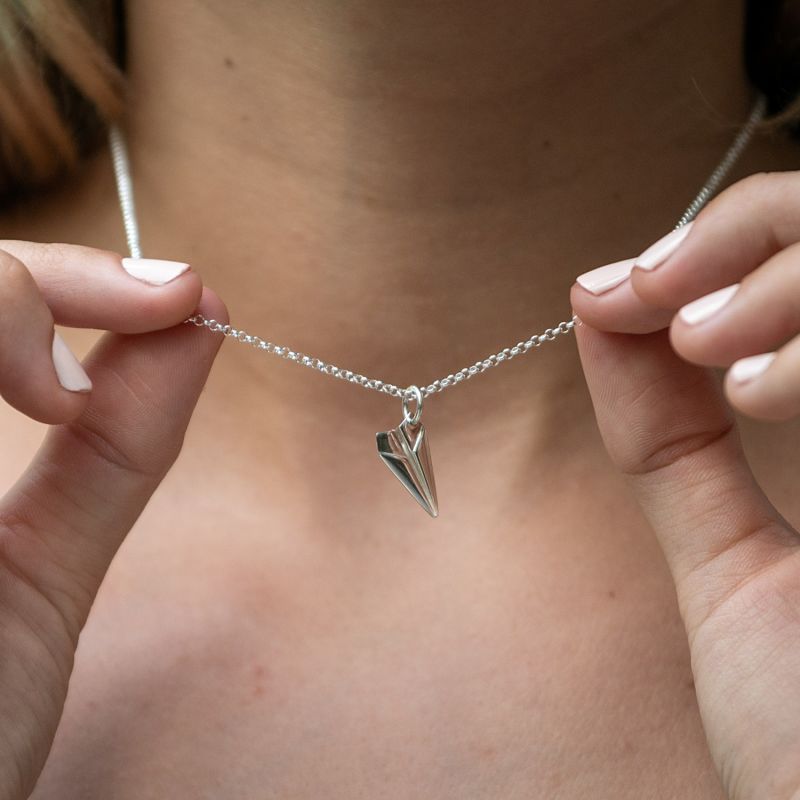 Sterling Silver Paper Plane Necklace, Lily Charmed