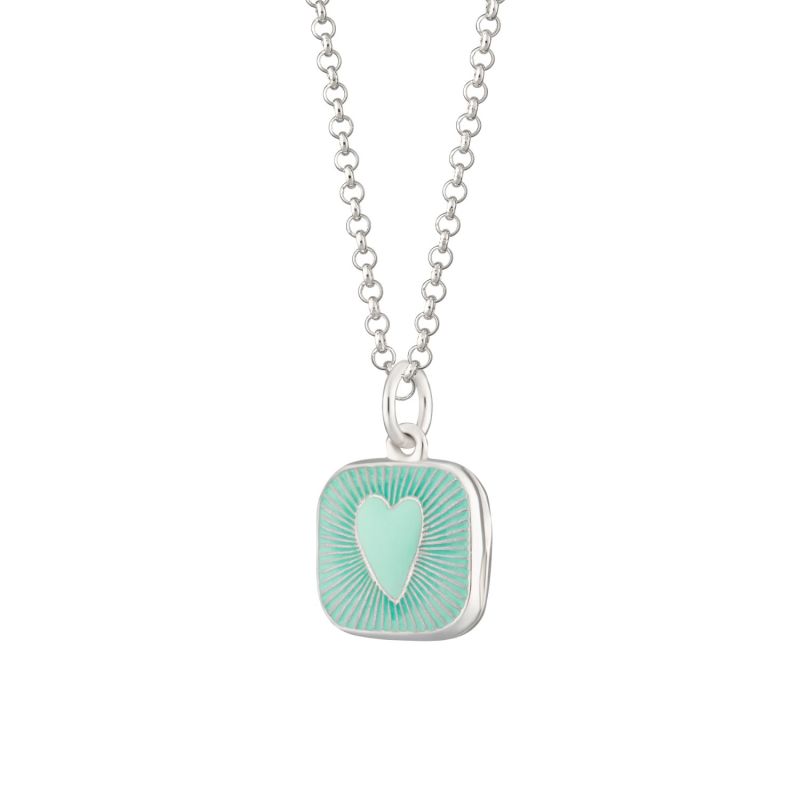 Sterling Silver Turquoise Heart Locket Necklace image