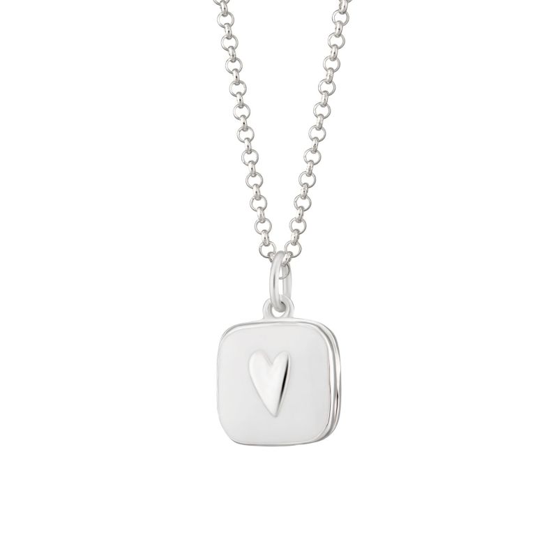 Sterling Silver White Heart Locket Necklace image