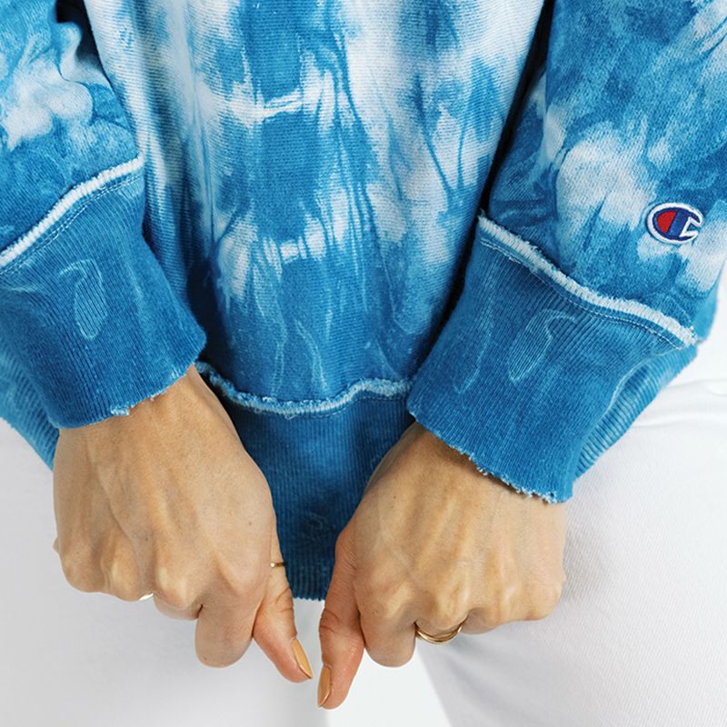 Indigo Shibori Tie Dye Reconstructed Sweatshirt - Blue image