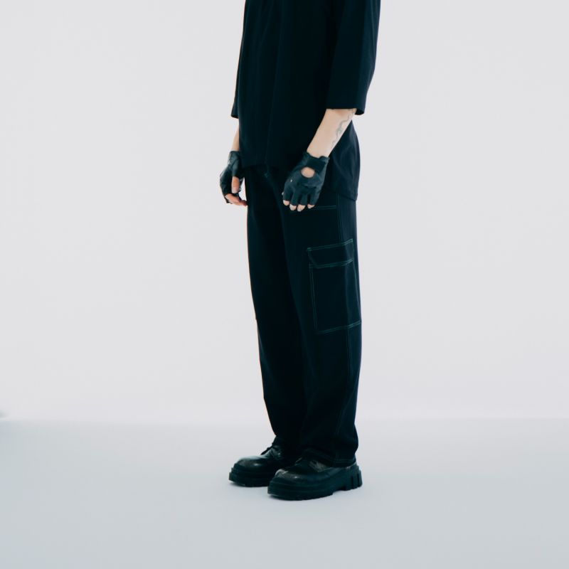 Stiched Cargo Pants - Black image