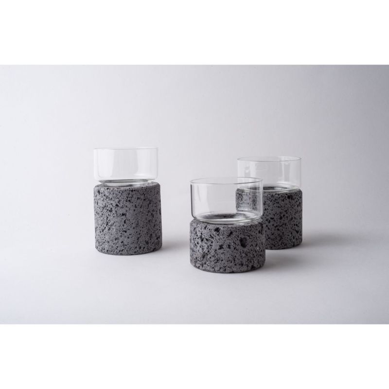 Santuario Candle Holder Set - Lava Stone image