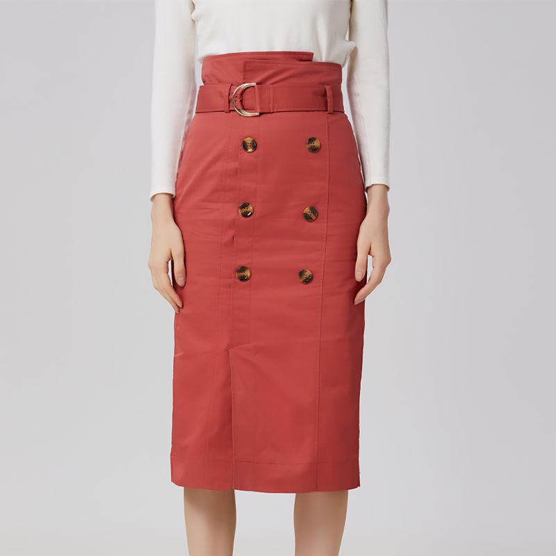 Calf Length Double WB Straight Skirt