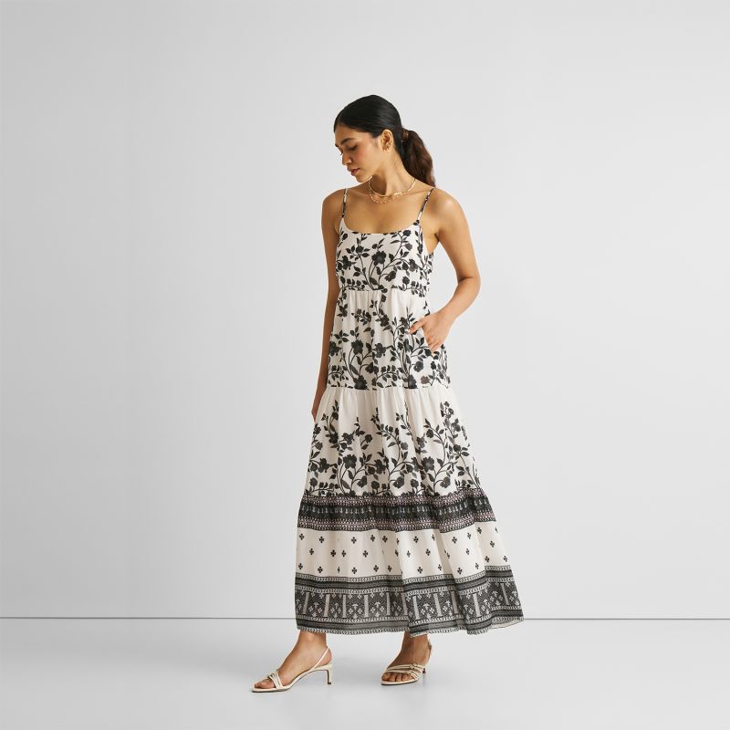 Strappy Tiered Maxi Dress In Florals image