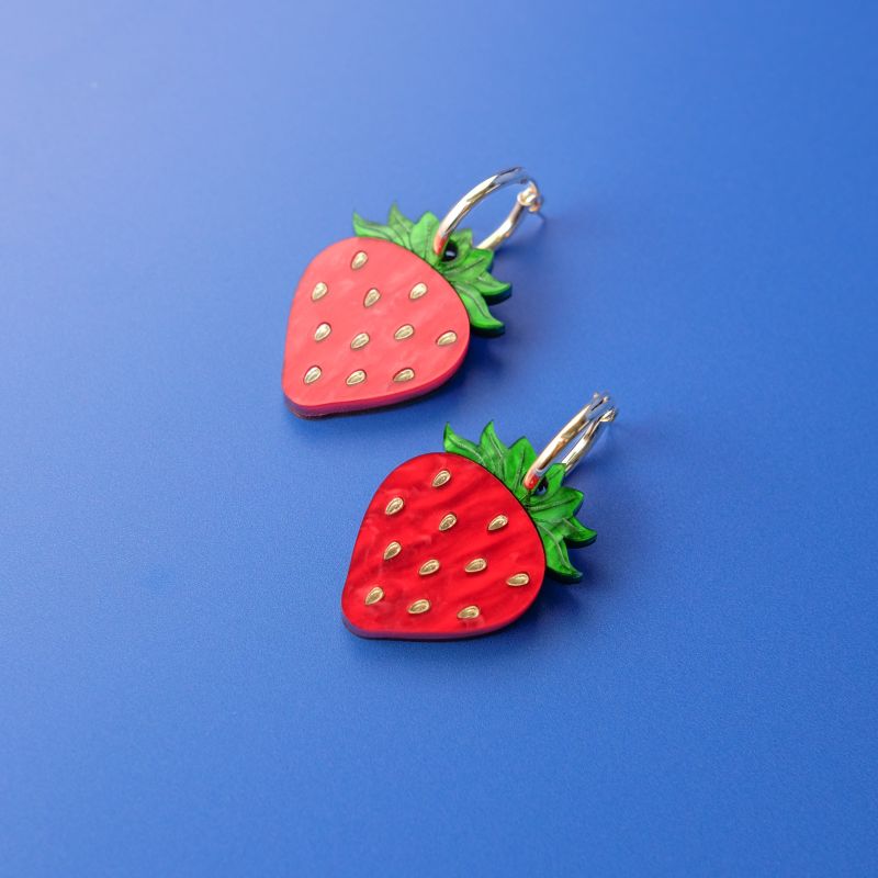 Strawberry Dangly Hoop Earrings image