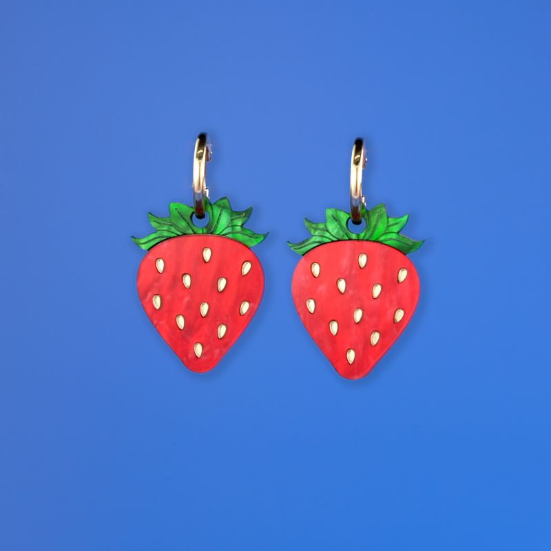 Strawberry Dangly Hoop Earrings image