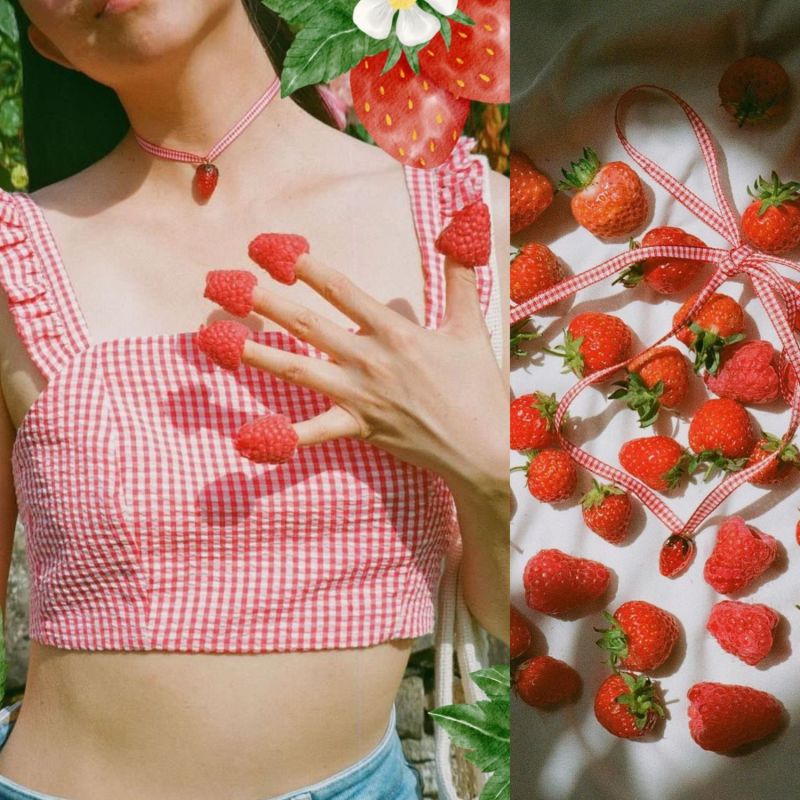 Strawberry Fields Red Gingham Ribbon Choker image