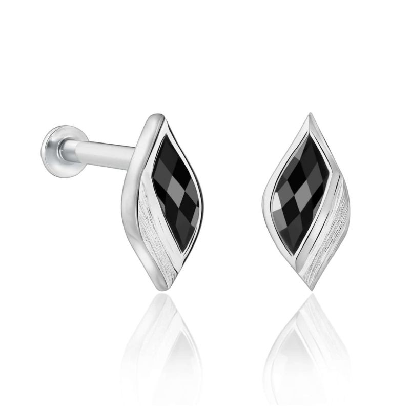 Strength Onyx Mini Stud Earrings In Sterling Silver image