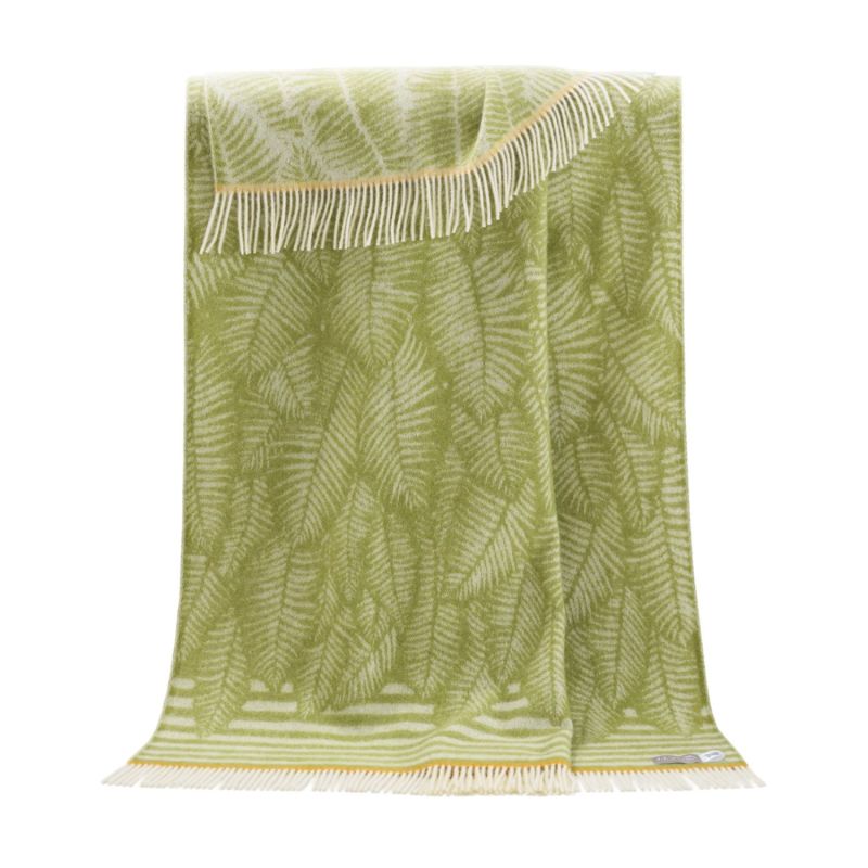 Light Green Stripe Fern Wool Throw image