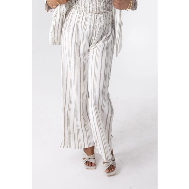 Stripe Linen Pants With Stretch Band image