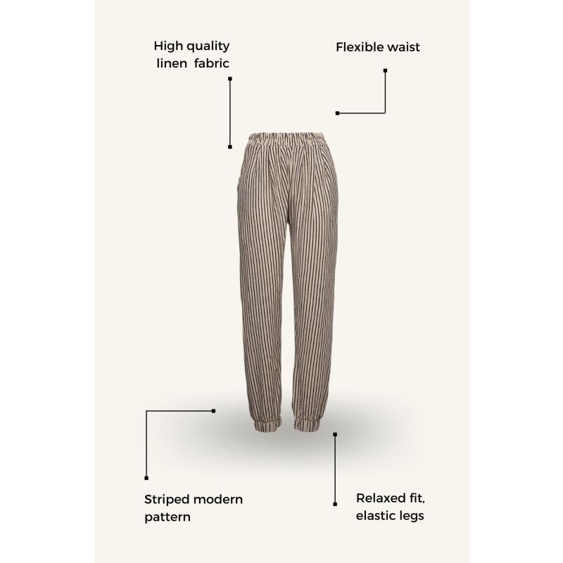 Striped Linen Pants With Elastic Legs image