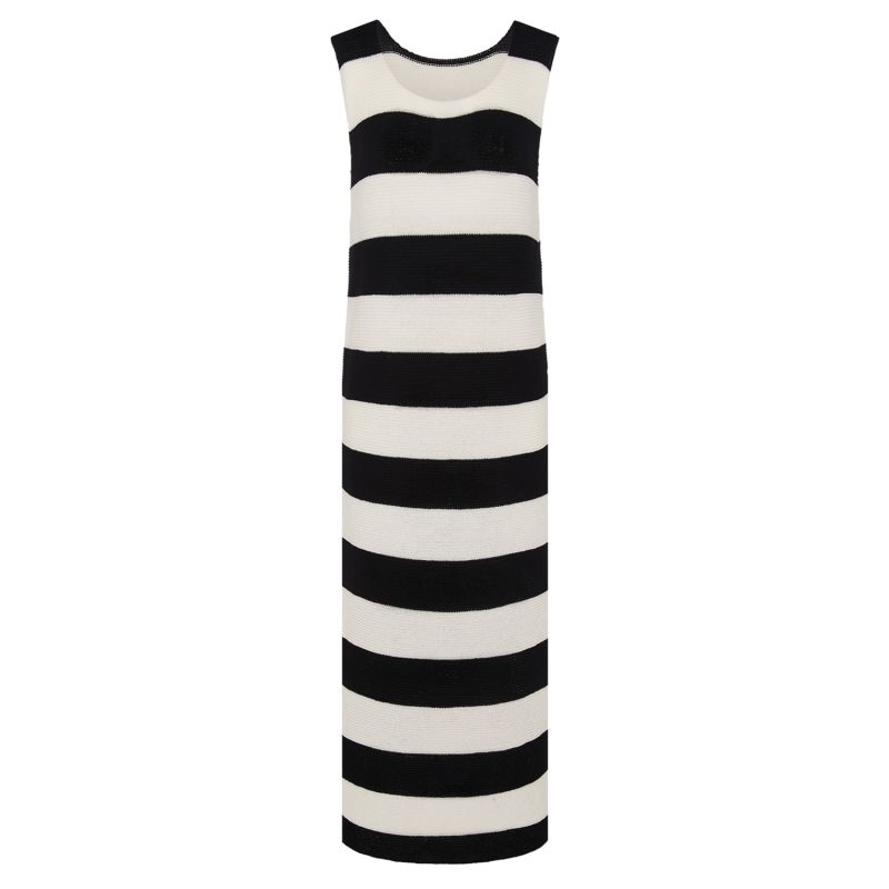 Striped Slit Dress Black & White image