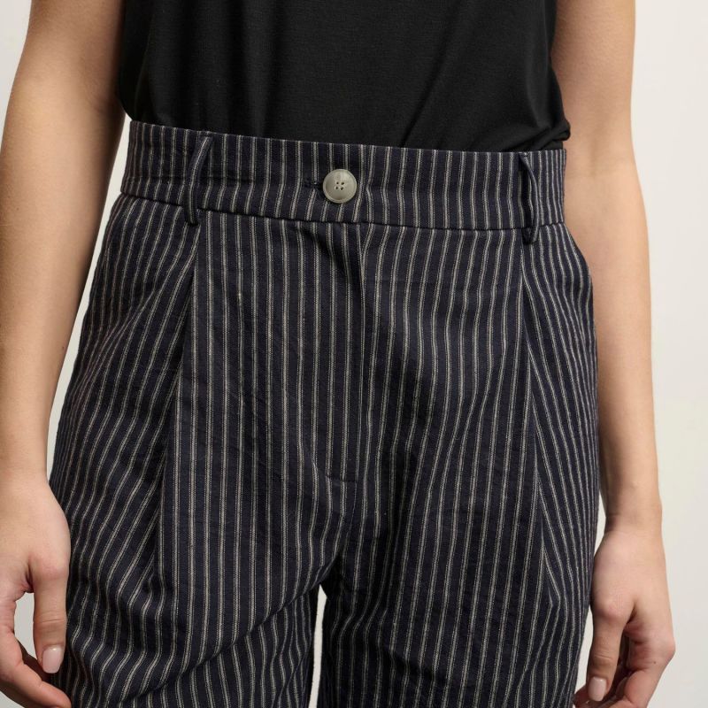 Striped Summer Trousers – Navy Blue image