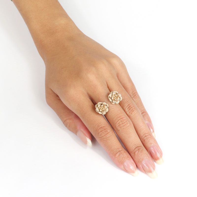 Succulent Flower Ring In Solid Gold image