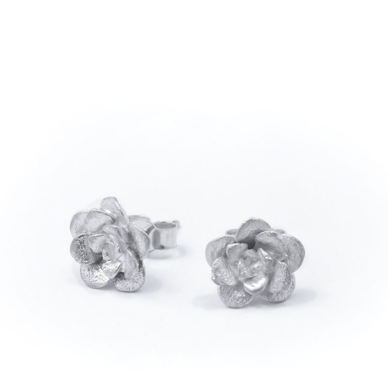 Succulent Flower Silver Stud Earrings image