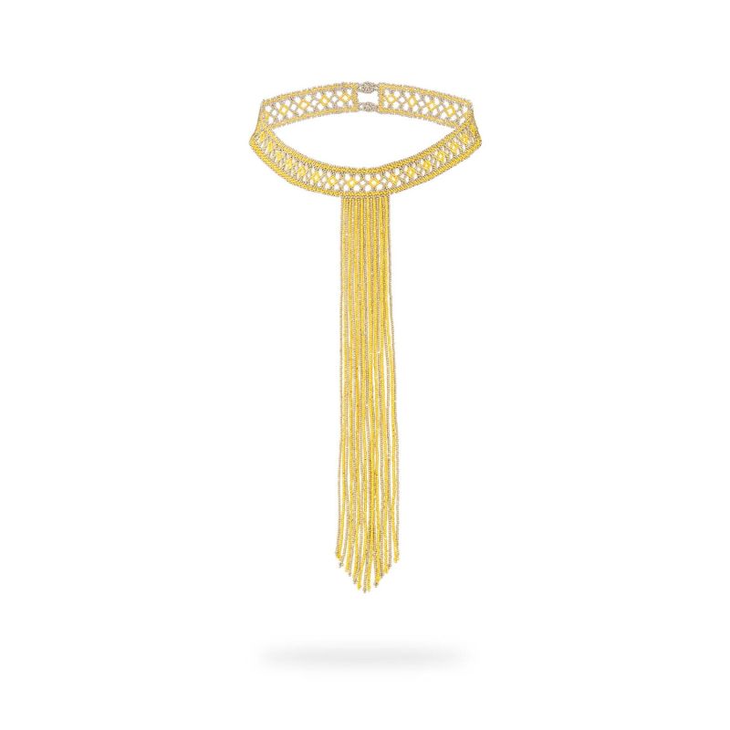 Open-Weave Fringe Choker - Gold, Platinum image