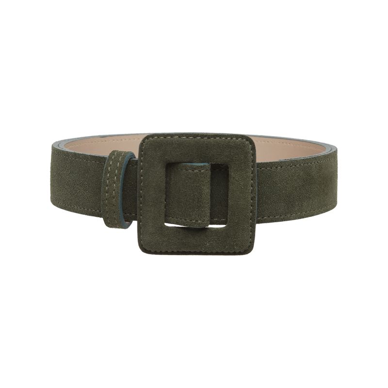 Suede Mini Square Buckle Belt - Army Green image