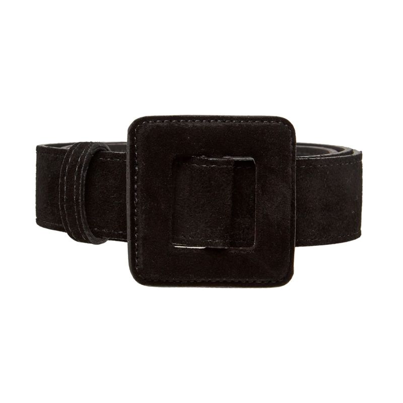 Suede Mini Square Buckle Belt - Black image