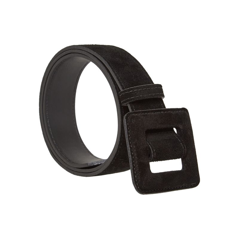 Suede Mini Square Buckle Belt - Black image