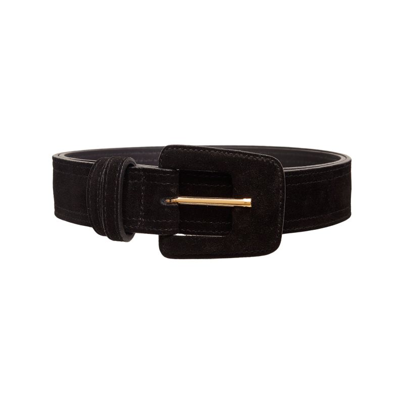 Suede Rectangle Buckle Belt - Black image