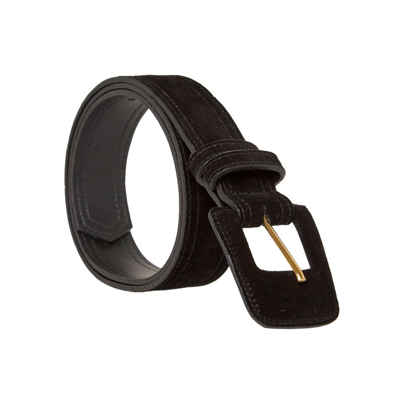 Suede Rectangle Buckle Belt - Black image