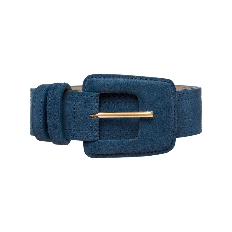 Suede Rectangle Buckle Belt - Navy Blue image