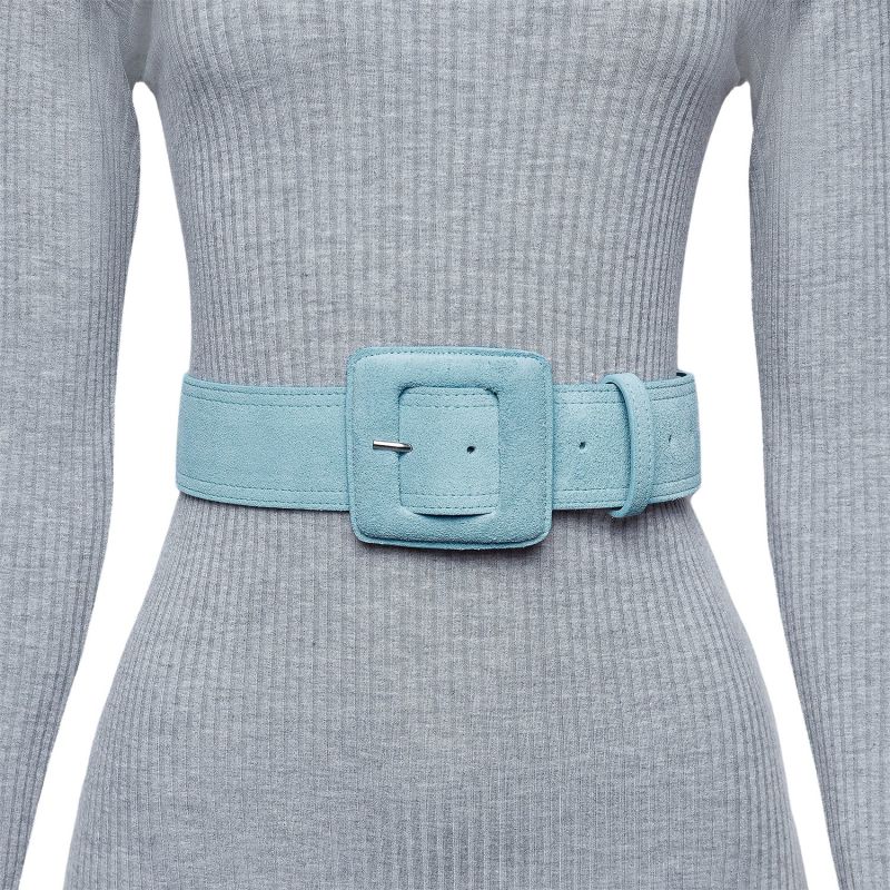 Suede Square Buckle Belt - Baby Blue image