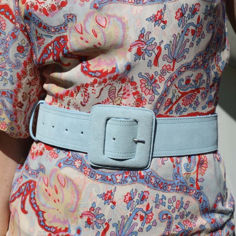 Suede Square Buckle Belt - Baby Blue image