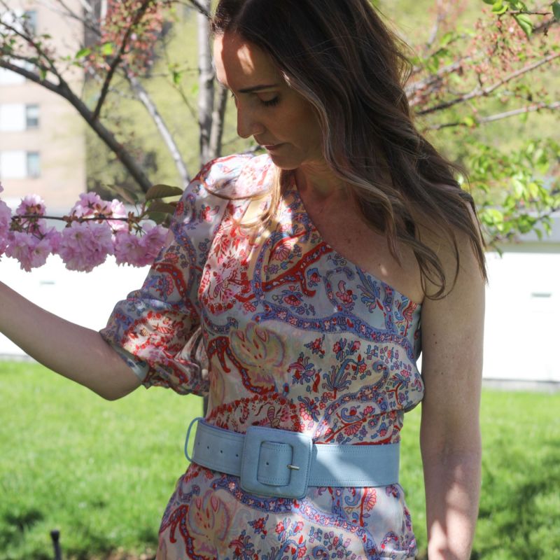 Suede Square Buckle Belt - Baby Blue image