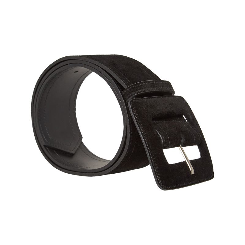 Suede Square Buckle Belt - Black | BeltBe | Wolf & Badger