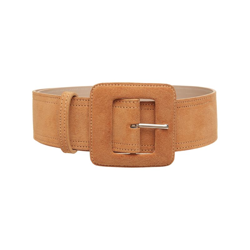 Suede Square Buckle Belt - Caramel image