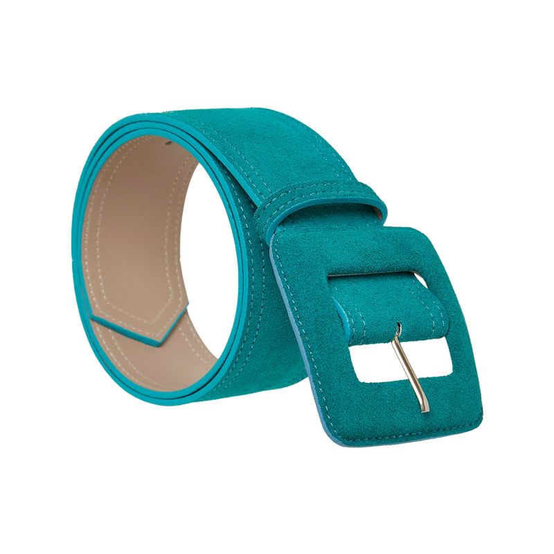 Suede Square Buckle Belt - Teal image