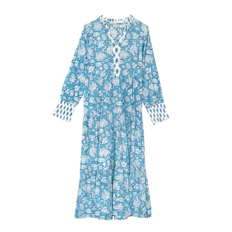 Indian Cotton Summer Dress - China Blue Paisley image