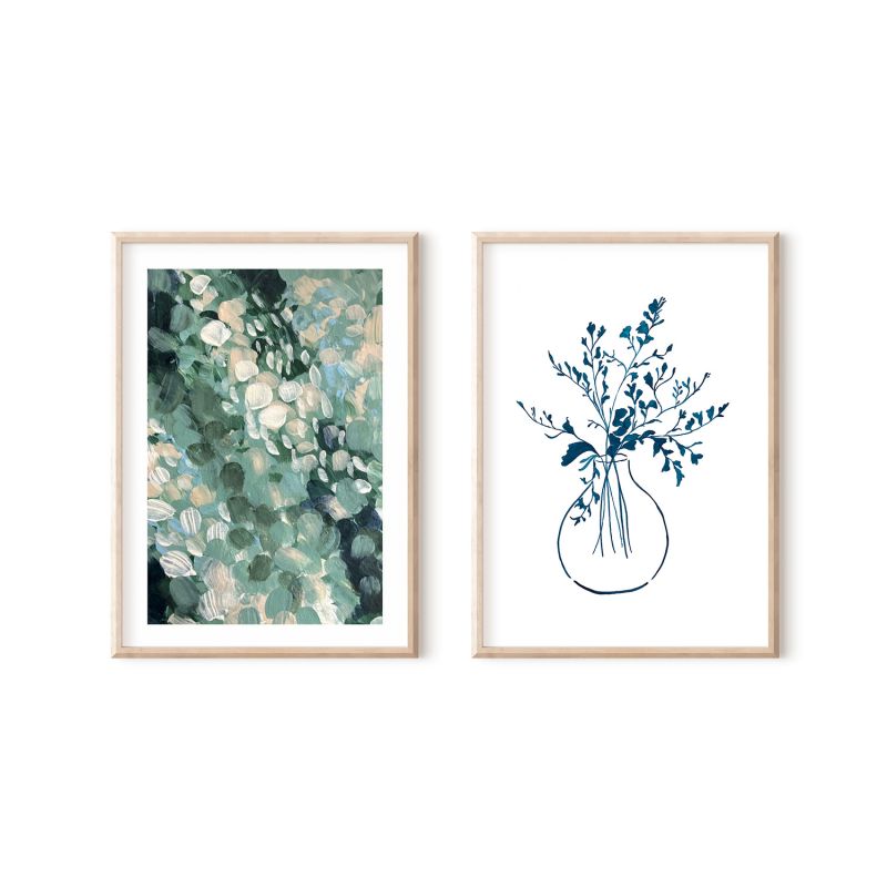 Summertime Blooms And Whimsical Greenery - Print Pair image