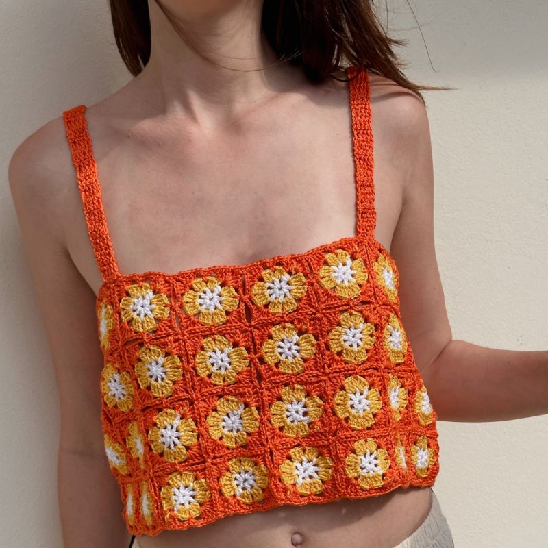 Sun And Chill Orange Crochet Top image