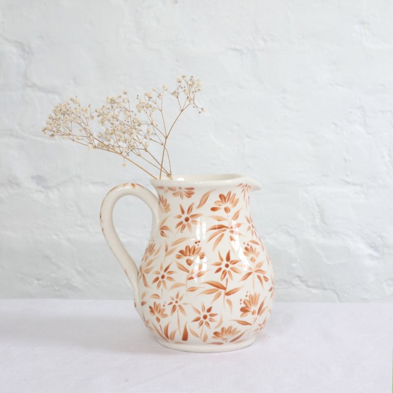 Sunburst Flowers Jug - Autumn Brown image