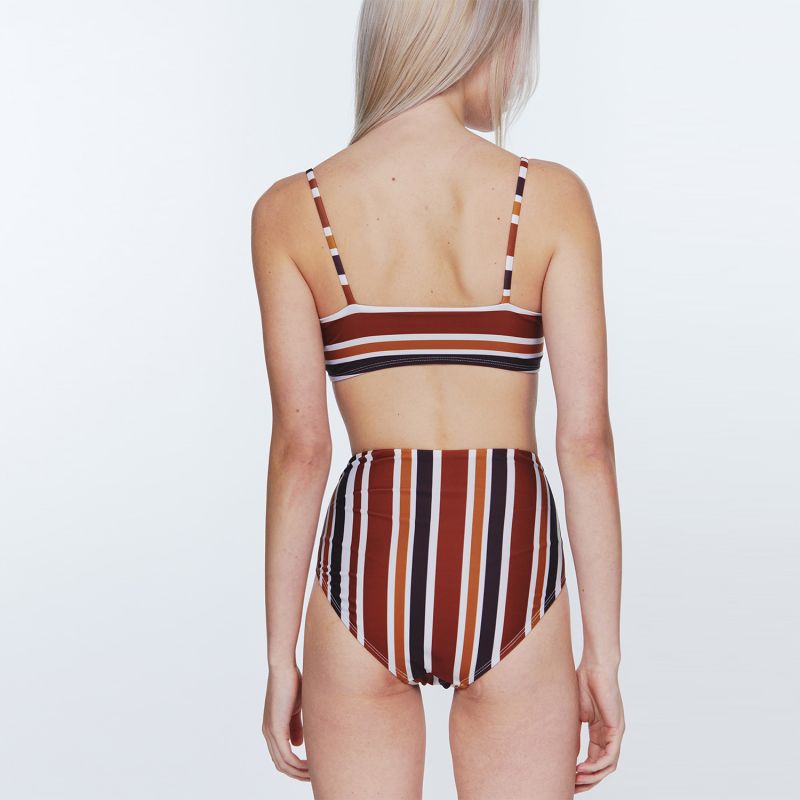 Sunburst Stripe Bikini Bottom - Earthy Brown image