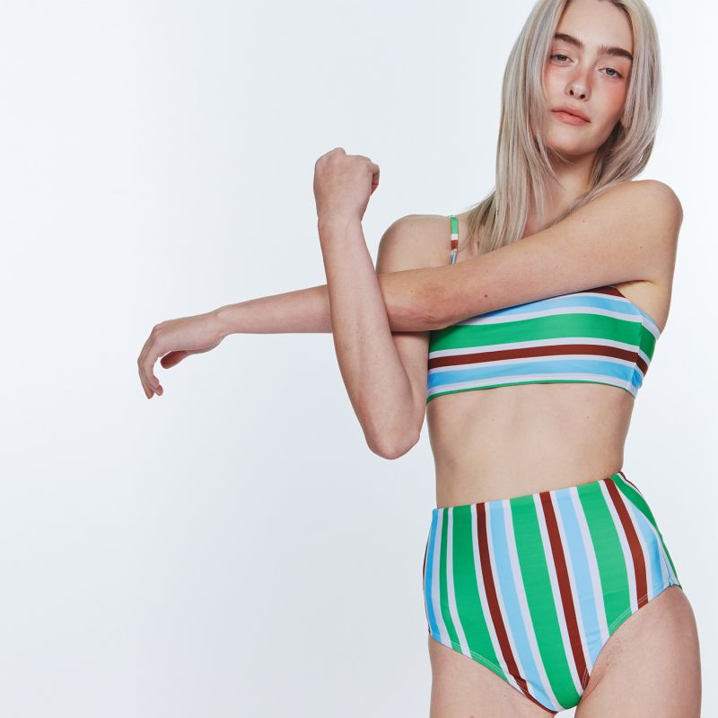 Sunburst Stripe Bikini Bottom - Clover Green image
