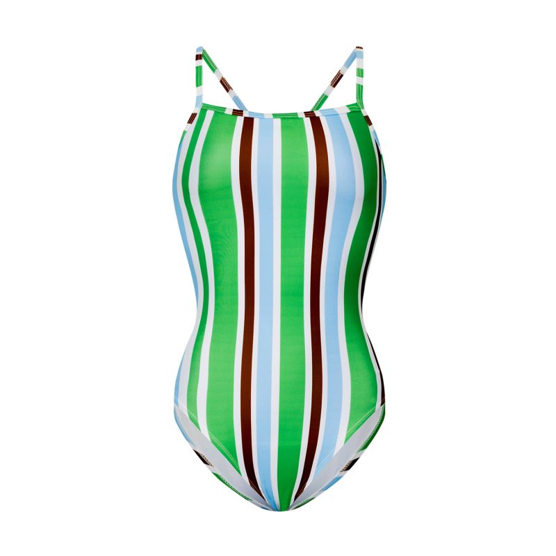 Sunburst Stripe Swimsuit - Clover Green image
