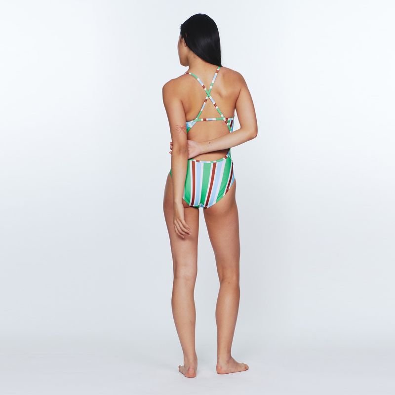 Sunburst Stripe Swimsuit - Clover Green image