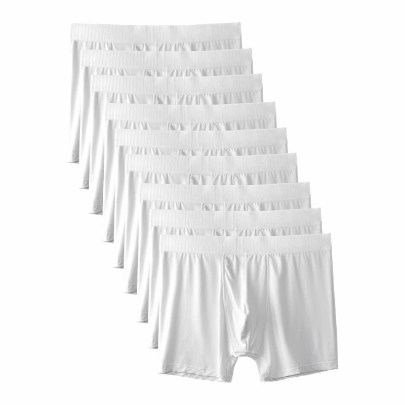 Super Soft Boxer Briefs - Anti-Chafe & No Ride Up Design - Nine Pack - White image