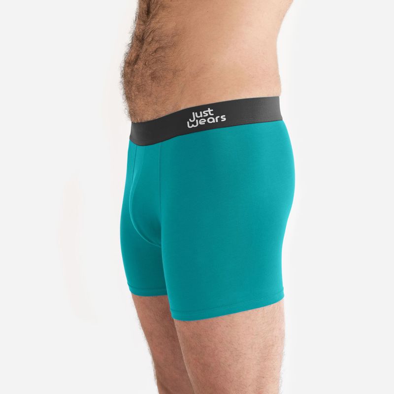 Super Soft Boxer Briefs - Anti-Chafe & No Ride Up Design - Three Pack - Green, Blue, Red image