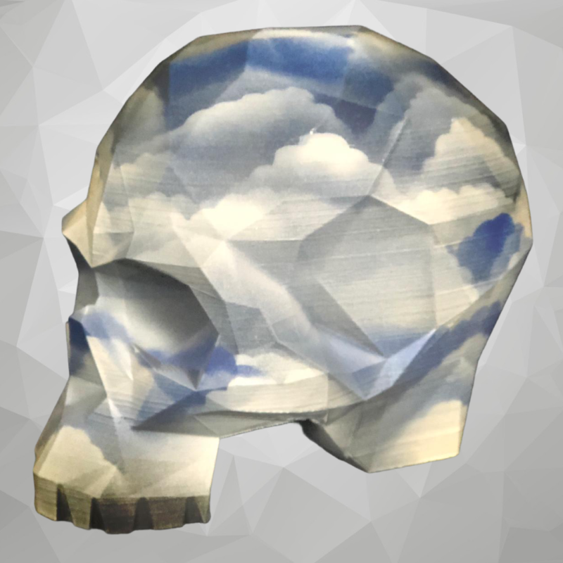 Geometric Design Skull Sculpture In Cloud Design image