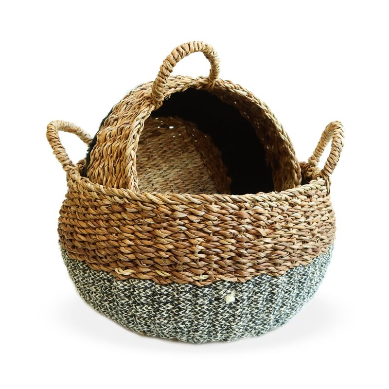 Ula Floor Basket In Black - Set Of 2 image