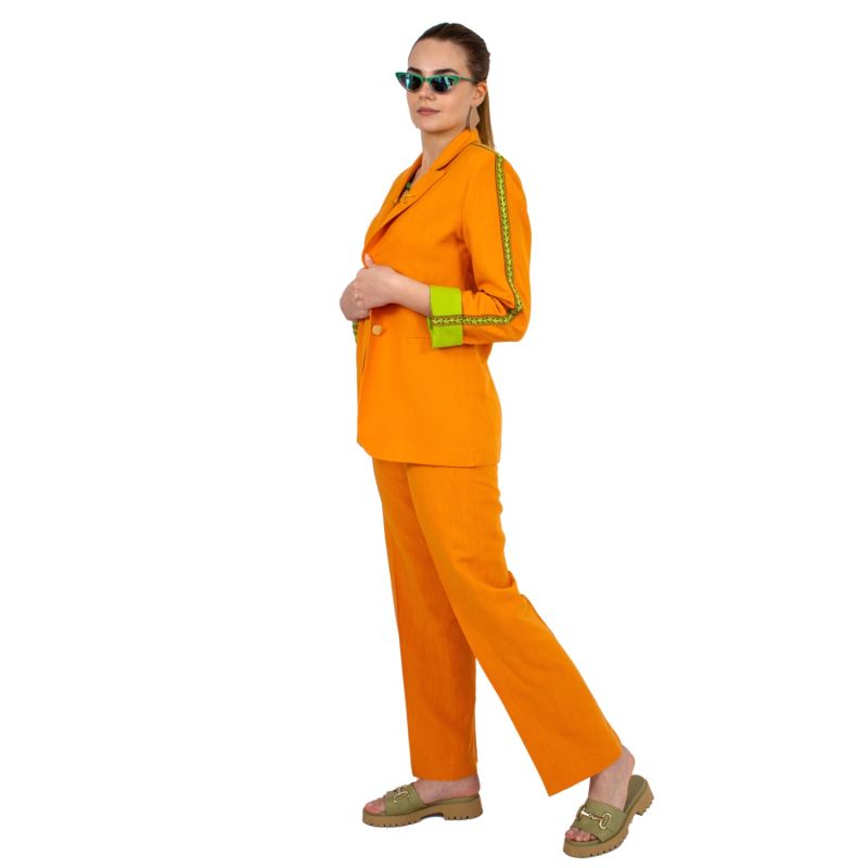 Tailored Viscose Linen Orange Blazer Jacket image